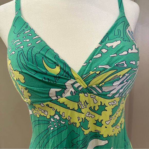 Vintage Victoria’s Secret Green and Yellow Ocean Print Dress w/ Built-in Bra - Picture 2 of 4